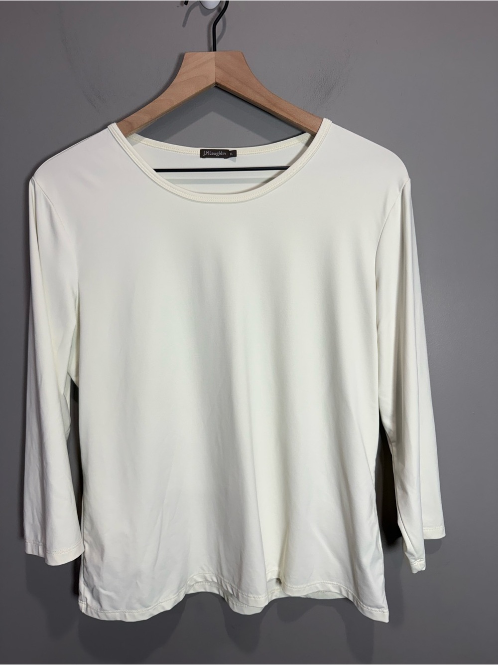 J.McLaughlin Ivory Cream 3/4 Sleeve Stretch Top Size XL